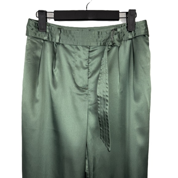 Anthropologie Maeve Parachute Satin Jogger Belted Green Pants  Size 2 - Picture 3 of 11